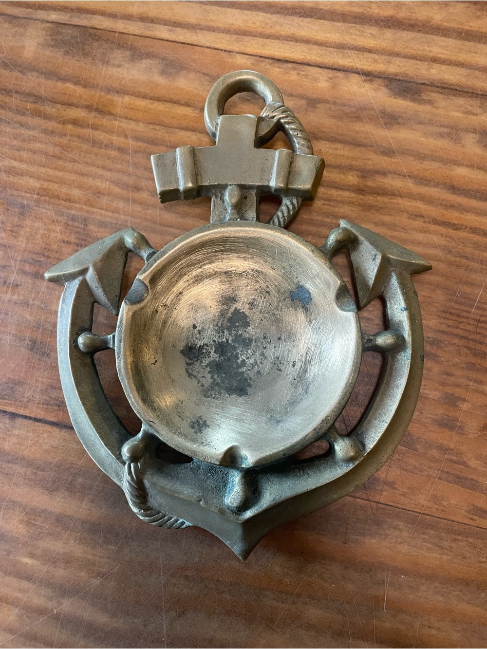 Vintage Antique-Style Brass Nautical Anchor Ashtray ~ Home Decor Classic